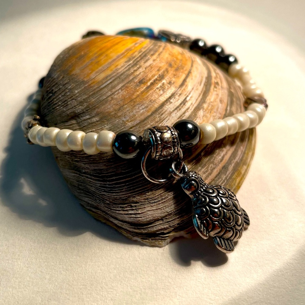 Bohemian black and white handmade bracelet.